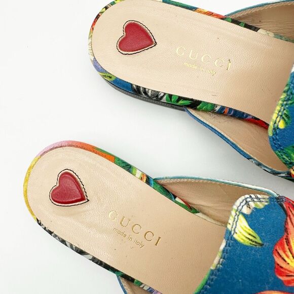GUCCI Princetown Hawaiian Floral Mule Size 36.5 Horsebit Slip On Loafer - Picture 6 of 15